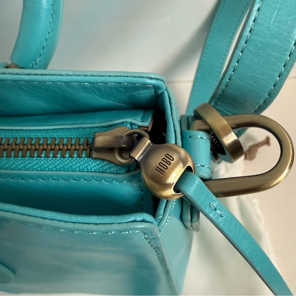 HOBO NWOT Heidi Mini Satchel Leather Handbag Tiffany Blue - Picture 7 of 12